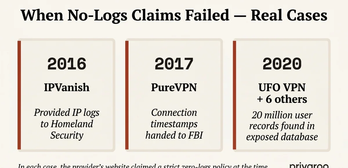 VPNs caught lying about no-logs policy - PureVPN, IPVanish, UFO VPN real cases