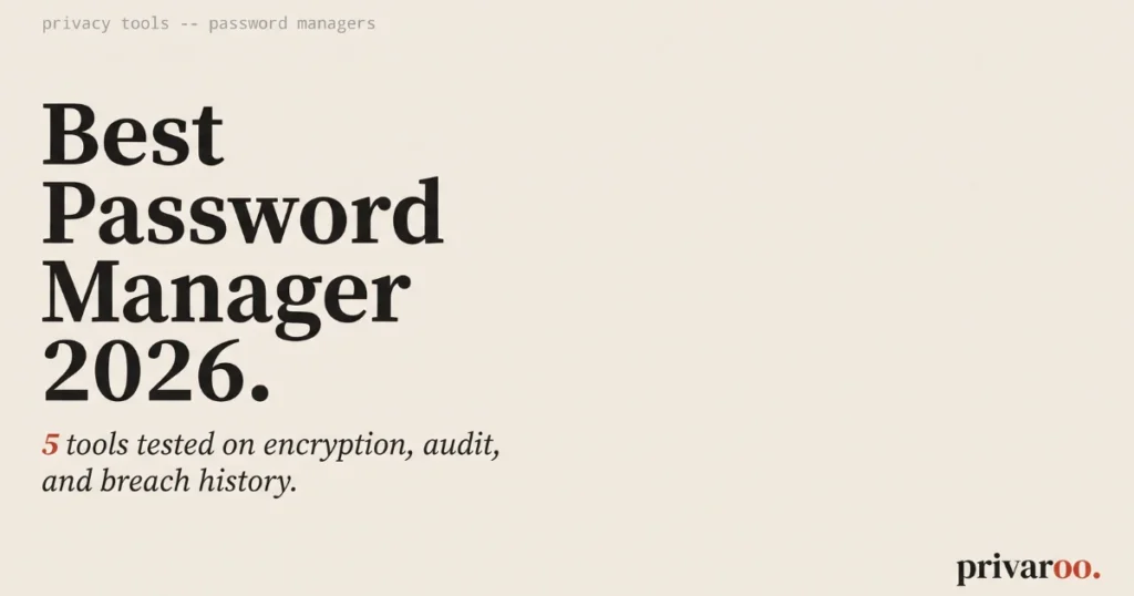 Best password manager 2026 - 5 tools tested on encryption, audit status, and breach history by Privaroo