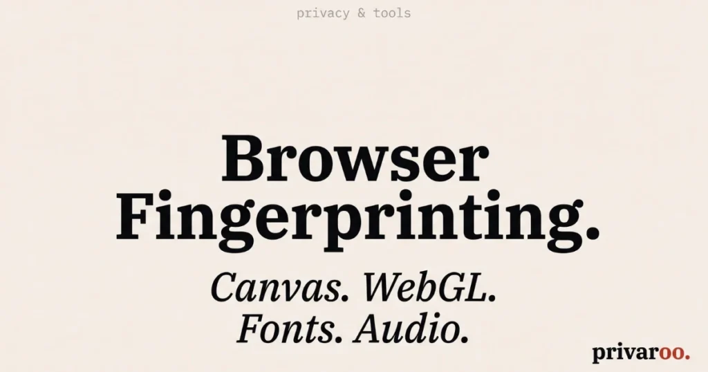 Browser fingerprinting signals: canvas, WebGL, fonts and audio, explained by Privaroo